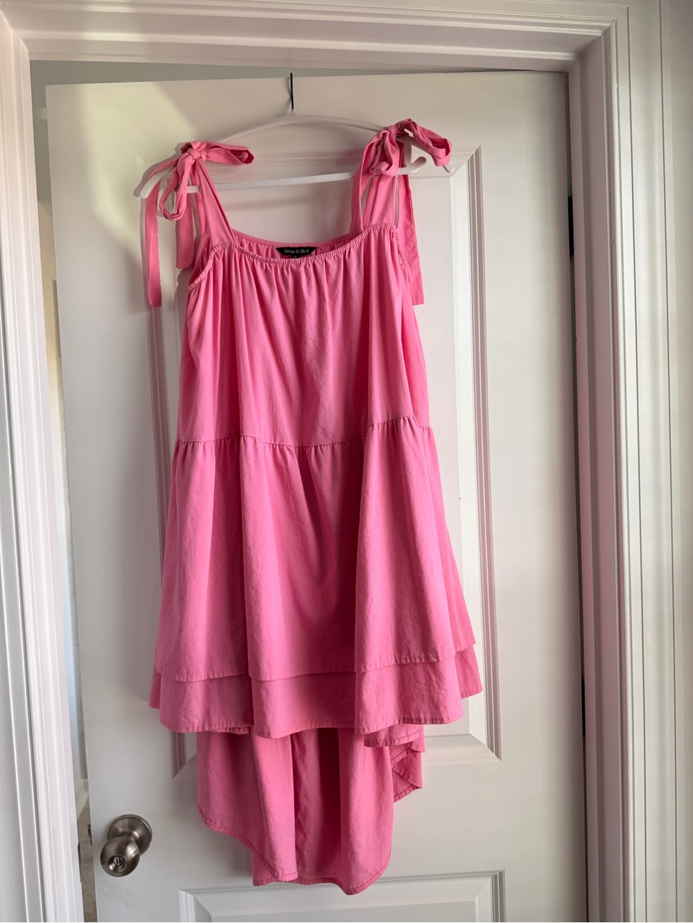 Pink Tie-Shoulder High-Low Sundress
